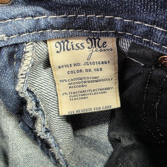 Miss Me Jeans Womens 27 Blue Bootcut JS5014B61 Embellished Flap Pockets Denim - Picture 7 of 11